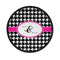 Houndstooth w/Pink Accent Iron On Round Patch w/ Couple's Names