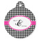 Houndstooth w/Pink Accent Round Pet ID Tag - Large - Front