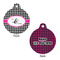 Houndstooth w/Pink Accent Round Pet Tag - Front & Back