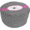 Houndstooth w/Pink Accent Round Pouf Ottoman (Top)