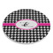 Houndstooth w/Pink Accent Round Stone Trivet - Angle View