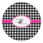 Houndstooth w/Pink Accent Round Stone Trivet (Personalized)