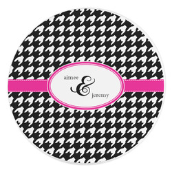 Houndstooth w/Pink Accent Round Stone Trivet (Personalized)