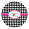 Houndstooth w/Pink Accent Round Stone Trivet - Front View