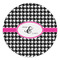 Houndstooth w/Pink Accent Round Stone Trivet (Personalized)