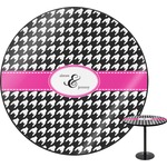 Houndstooth w/Pink Accent Round Table - 30" (Personalized)