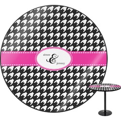 Houndstooth w/Pink Accent Round Table - 24" (Personalized)