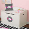 Houndstooth w/Pink Accent Round Wall Decal on Toy Chest