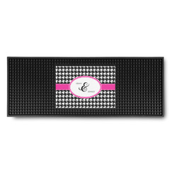 Houndstooth w/Pink Accent Rubber Bar Mat (Personalized)