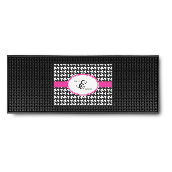 Custom Houndstooth w/Pink Accent Rubber Bar Mat (Personalized)
