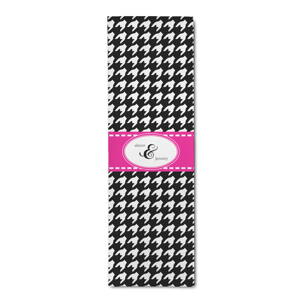 Custom Houndstooth w/Pink Accent Runner Rug - 2.5'x8' w/ Couple's Names