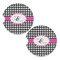 Houndstooth w/Pink Accent Sandstone Car Coasters - Set of 2