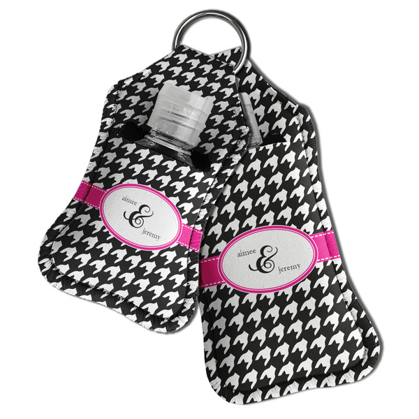 Houndstooth w/Pink Accent Sanitizer Holder Keychain - Both in Case (PARENT)