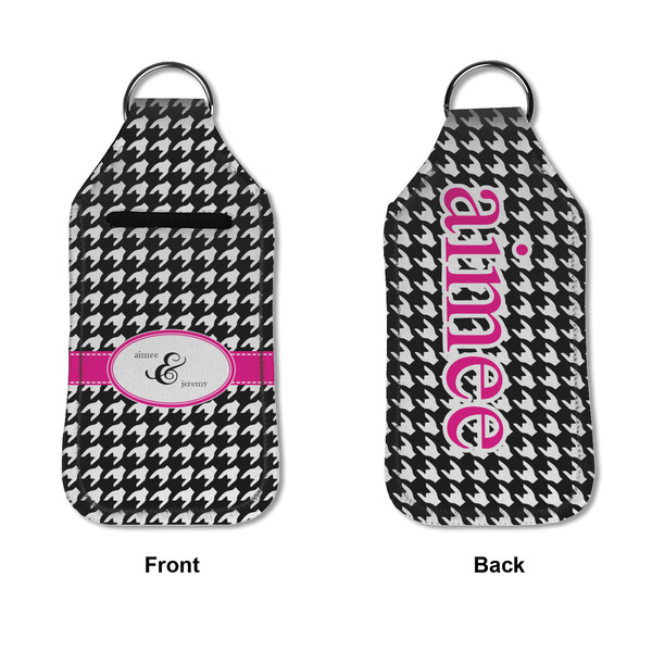 Houndstooth w/Pink Accent Sanitizer Holder Keychain - Large APPROVAL (Flat)