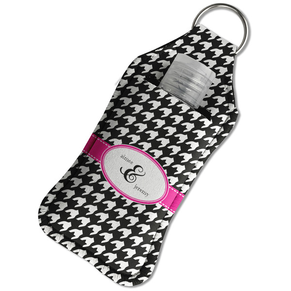 Houndstooth w/Pink Accent Sanitizer Holder Keychain - Large in Case