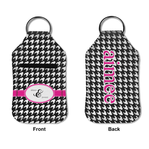Houndstooth w/Pink Accent Sanitizer Holder Keychain - Small APPROVAL (Flat)