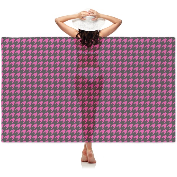 Custom Houndstooth w/Pink Accent Sheer Sarong