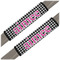 Houndstooth w/Pink Accent Seat Belt Covers (Set of 2)
