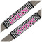 Houndstooth w/Pink Accent Seat Belt Covers (Set of 2) (Personalized)