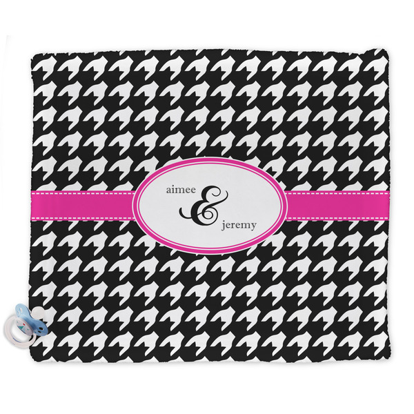 Custom Houndstooth w/Pink Accent Security Blanket - Single Sided (Personalized)
