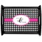 Houndstooth w/Pink Accent Serving Tray Black Large - Main