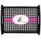 Houndstooth w/Pink Accent Black Wooden Tray - Large (Personalized)