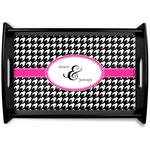 Houndstooth w/Pink Accent Wooden Tray (Personalized)