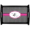 Houndstooth w/Pink Accent Black Wooden Tray - Small (Personalized)