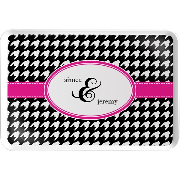 Custom Houndstooth w/Pink Accent Serving Tray (Personalized)