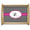 Houndstooth w/Pink Accent Natural Wooden Tray - Large (Personalized)