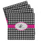 Houndstooth w/Pink Accent Set of 4 Sandstone Coasters - Front View