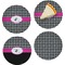 Houndstooth w/Pink Accent Set of 4 Glass Appetizer / Dessert Plate 8" (Personalized)
