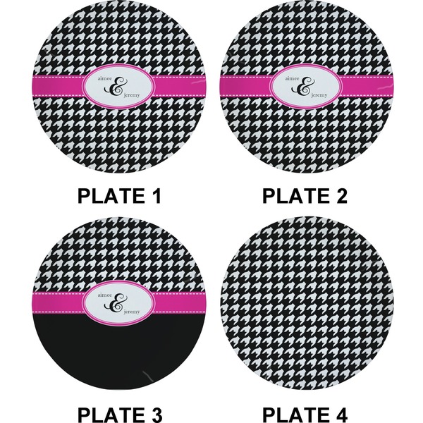 Houndstooth w/Pink Accent Set of Appetizer / Dessert Plates (Approval)