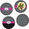 Houndstooth w/Pink Accent Set of 4 Glass Lunch / Dinner Plate 10" (Personalized)