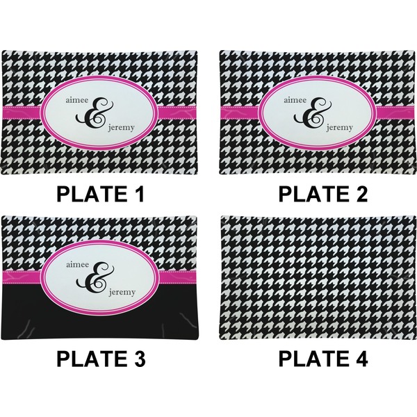 Houndstooth w/Pink Accent Set of Rectangular Dinner Plates (Approval)