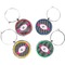Houndstooth w/Pink Accent Set of Silver Wine Wine Charms