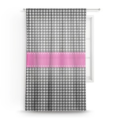 Houndstooth w/Pink Accent Sheer Curtain
