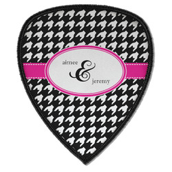 Houndstooth w/Pink Accent Iron on Shield Patch A w/ Couple's Names