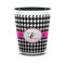 Houndstooth w/Pink Accent Ceramic Shot Glass - 1.5 oz - Two Tone - Set of 4 (Personalized)