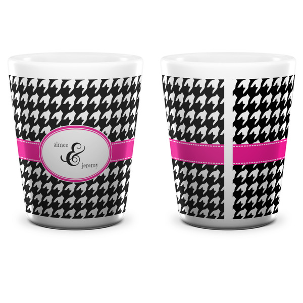 Houndstooth w/Pink Accent Shot Glass - White - APPROVAL