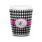 Houndstooth w/Pink Accent Ceramic Shot Glass - 1.5 oz - White - Set of 4 (Personalized)
