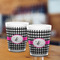 Houndstooth w/Pink Accent Shot Glass - White - LIFESTYLE
