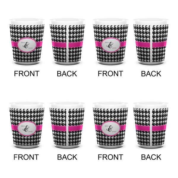 Houndstooth w/Pink Accent Shot Glass - White - Set of 4 - APPROVAL