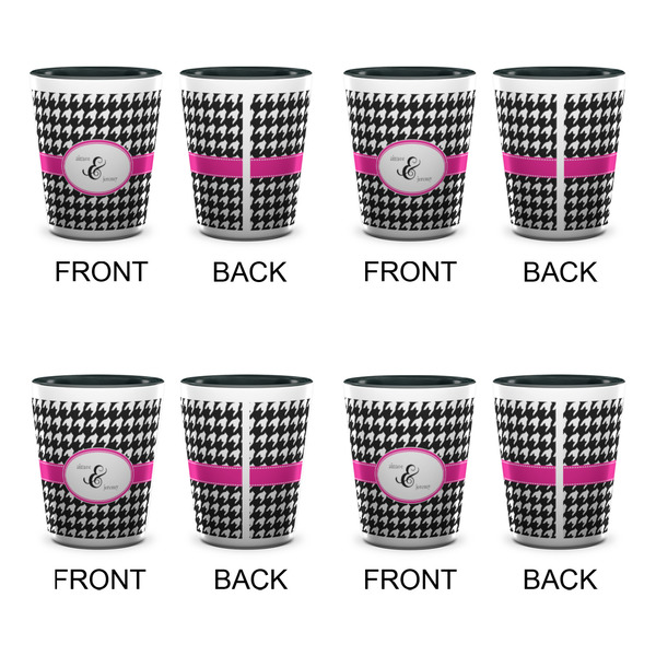 Houndstooth w/Pink Accent Shot Glassess - Two Tone - Set of 4 - APPROVAL