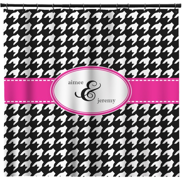 Custom Houndstooth w/Pink Accent Shower Curtain - Custom Size (Personalized)