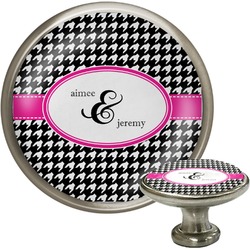 Houndstooth w/Pink Accent Cabinet Knobs (Personalized)