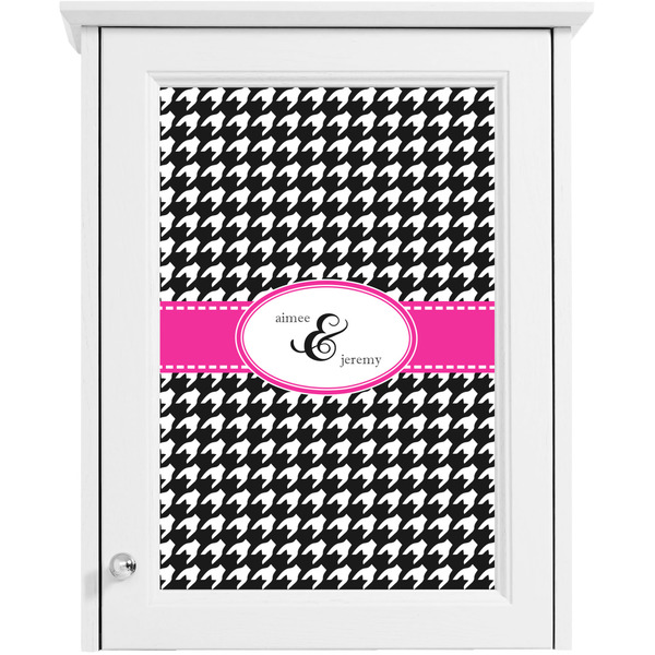 Houndstooth w/Pink Accent Single White Cabinet Decal