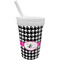 Houndstooth w/Pink Accent Sippy Cup with Straw (Personalized)