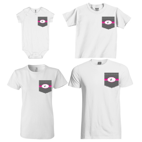 Houndstooth w/Pink Accent Sized Pockets on Various Products