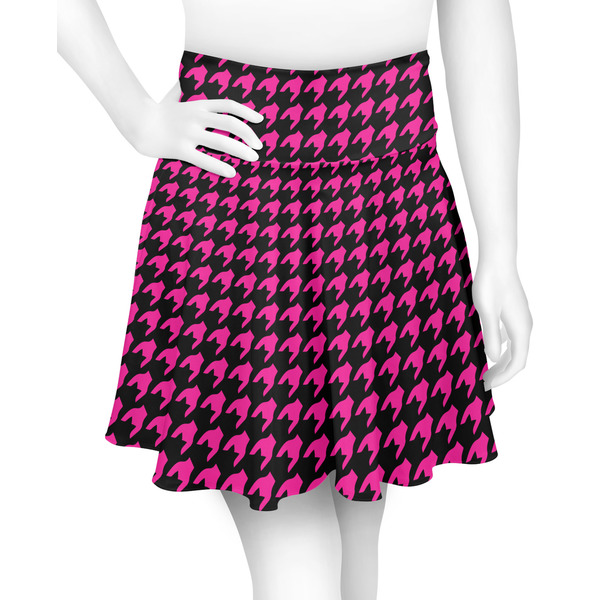 Custom Houndstooth w/Pink Accent Skater Skirt - 2X Large